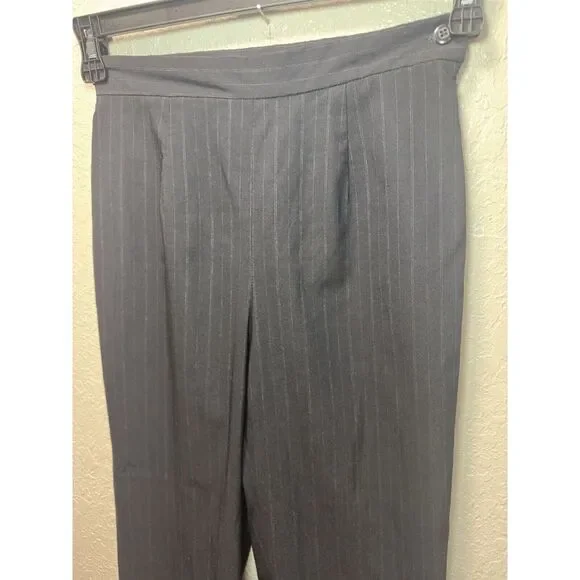 Womens Pants VISIONE by SHERI EHRLICH size 2 Black Side Zipper Pin Stripe  #28‎ - Picture 4 of 6
